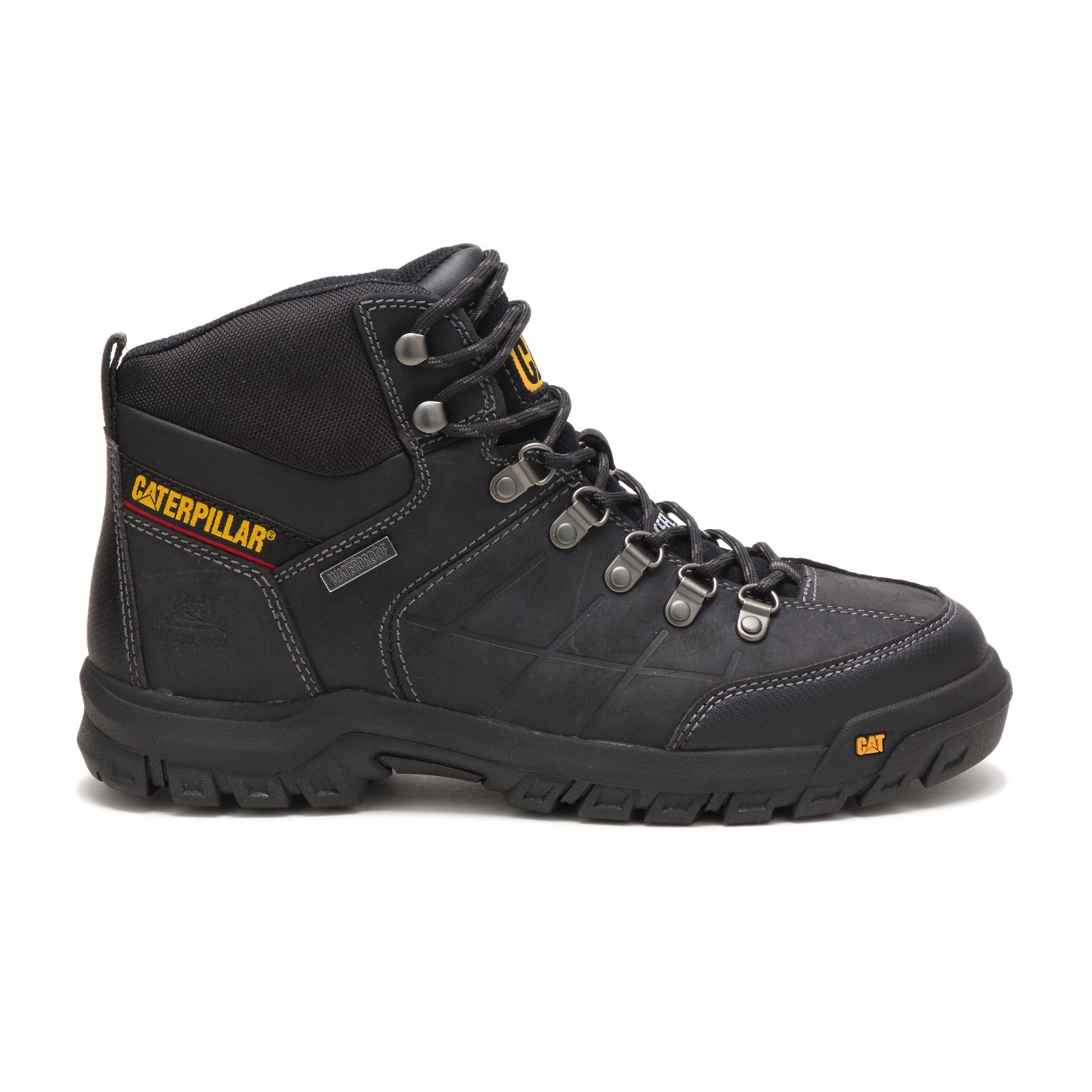 Men's Caterpillar Threshold Waterproof Steel Toe Work Boots Black Ireland OAHM75823